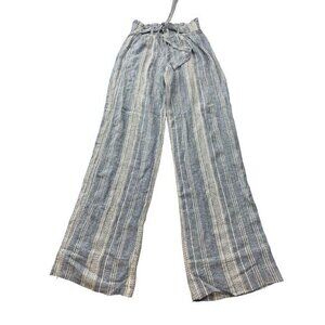 SO High Rise Wide Leg Striped Linen Blend Pants Women's Size SmallV|E1
